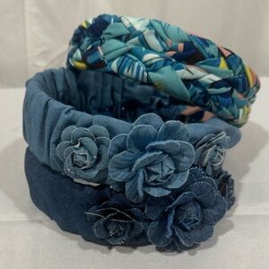 denim-look floral adorned headbands (bundle of two) + floral givvy